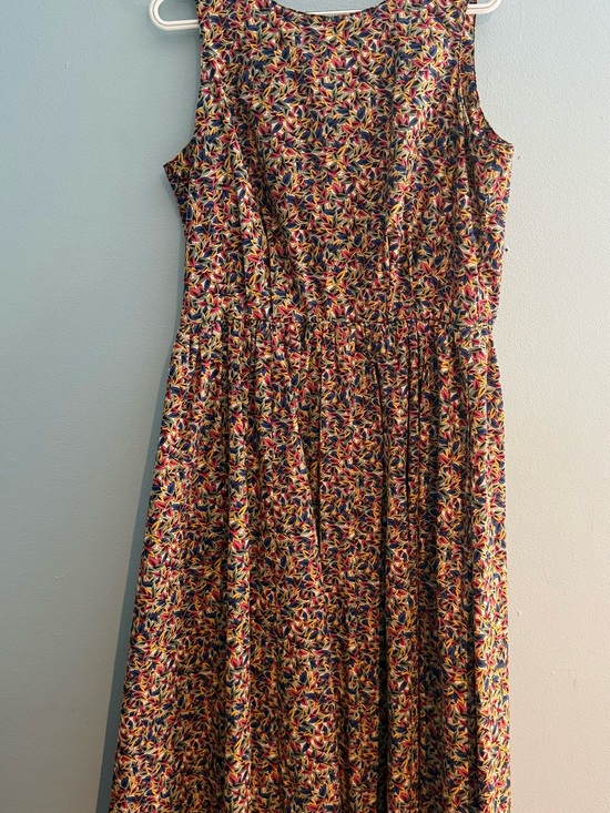 Talbots Dresses & Skirts - Talbots Sleeveless Midi Dress in Navy, Yellow & Red Floral